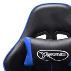 Greatstore Herní židle s podnožkou černo-modrá umělá kůže