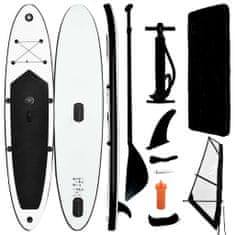 Greatstore Nafukovací SUP paddleboard s plachtou černo-bílý