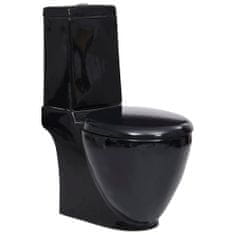 Vidaxl Keramické WC kombi kulaté spodní odpad černé
