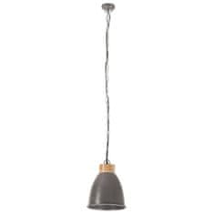 Greatstore Industriální závěsná lampa šedá železo masivní dřevo 23 cm E27