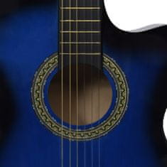 Greatstore 12dílný folkový kytarový set s ekvalizérem a 6 strunami modrý