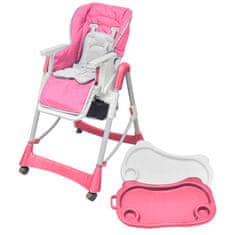 Greatstore Dětská vysoká židle výškově nastavitelná Deluxe, růžová