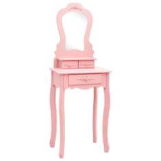 Greatstore Toaletní stolek se stoličkou růžový 50 x 59 x 136 cm pavlovnia