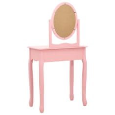 Greatstore Toaletní stolek se stoličkou růžový 65x36x128 cm pavlovnia MDF