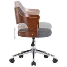 shumee Otočná kancelářská židle šedá ohýbané dřevo a textil