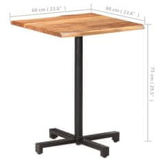 Greatstore Bistro stolek s živými hranami 60 x 60 x 75 cm masivní akácie