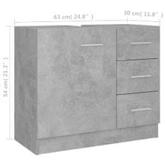 Vidaxl Skříňka pod umyvadlo betonově šedá 63 x 30 x 54 cm dřevotříska