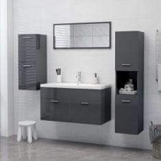 Greatstore Koupelnová skříňka šedá vysoký lesk 30x30x130 cm dřevotříska