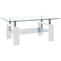 Greatstore Konferenční stolek bílý a průhledný 95x55x40 cm tvrzené sklo