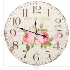 shumee Vintage nástěnné hodiny květina 60 cm