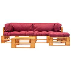 Greatstore 4dílný zahradní sedací set z palet červené podušky dřevo