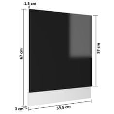 Greatstore Panel na myčku černý vysoký lesk 59,5 x 3 x 67 cm dřevotříska