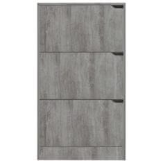 Greatstore Botník se 3 dvířky betonově šedý 59 x 24 x 105 cm dřevotříska