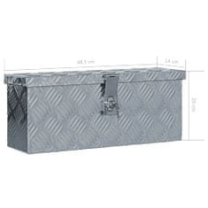 Greatstore Hliníkový box 48,5 x 14 x 20 cm stříbrný