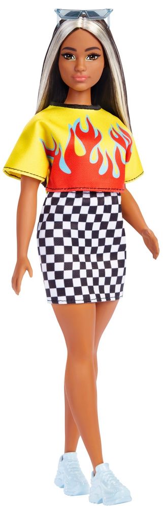 Mattel Barbie Modelka 179 - Ohnivé tričko a kostkovaná sukně FBR37