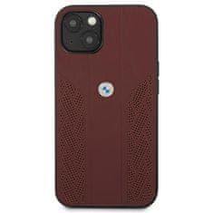 Bmw BMHCP13MRSPPR hard silikonové pouzdro iPhone 13 6.1" red Leather Curve Perforate