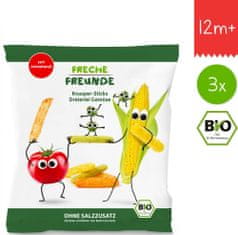 Freche Freunde BIO Zeleninové tyčinky s rajčetem, kukuřicí a hráškem 3x30g