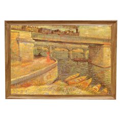 INFRADŮM Sálavý topný panel s potiskem v rámu "VvG - Mosty přes řeku Seinu V Aniere", 500w