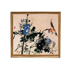 INFRADŮM Sálavý topný panel s potiskem v rámu "Japonská malba Květina a pták", 500w
