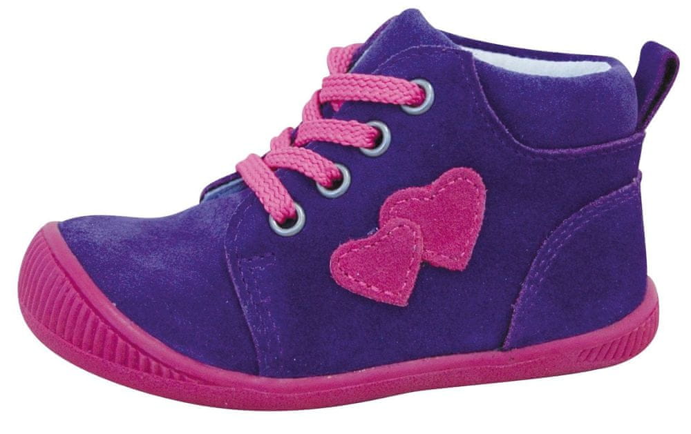 Protetika dívčí kožená kotníčková obuv Baby lila fialová 23