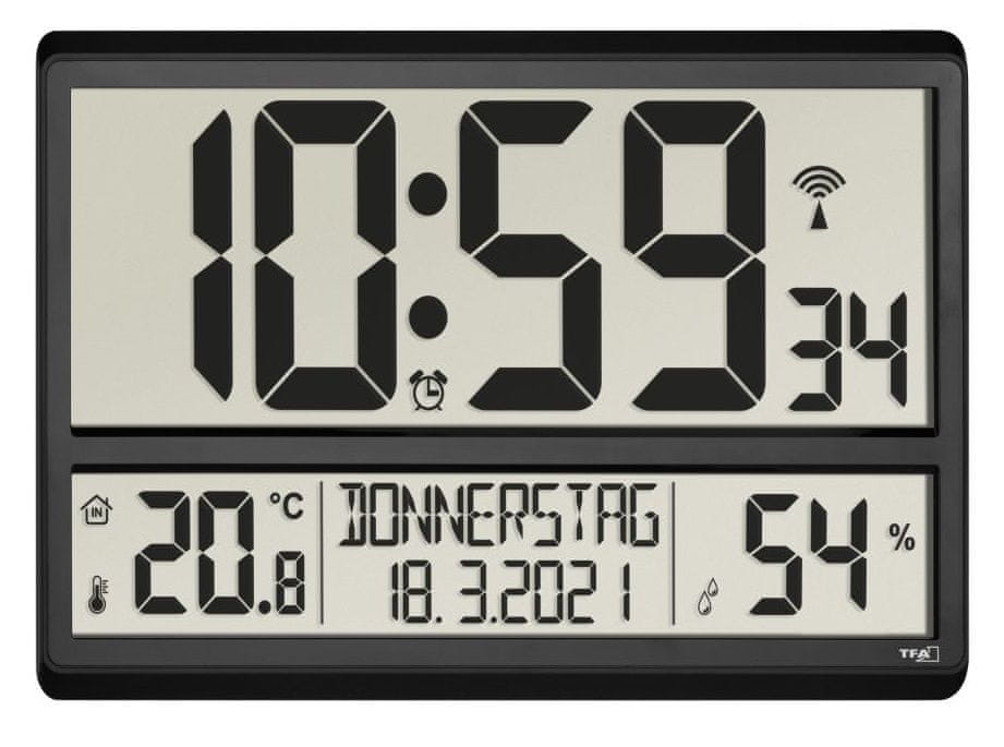 Levně TFA Nástěnné hodiny s vnitřní teplotou a vlhkostí 60.4520.01