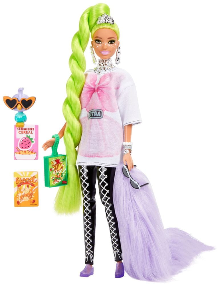 Mattel Barbie Extra neonově zelené vlasy GRN27