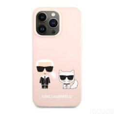 Karl Lagerfeld & Choupette Ikonik silikonový kryt na iPhone 13 Pro, růžový Pískově růžová