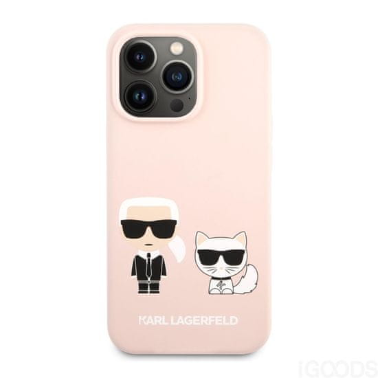 Karl Lagerfeld & Choupette silikonový kryt pro iPhone 13 Pro Pískově růžová