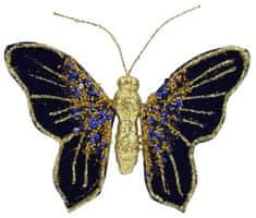 DUE ESSE Motýľ so sponou, modro-zlatý, 16 x 12 cm
