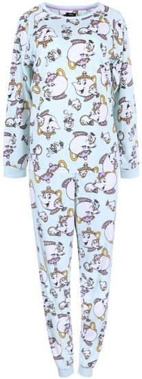 Disney Dámské dvoudílné pyžamo v mátové barvě paní Konvičková s hrnečkem , Kráska a zvíře DISNEY