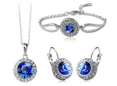 Lovrin Sada šperků s přívěskem náušnice náramek náhrdelník kulaté modré kamínky