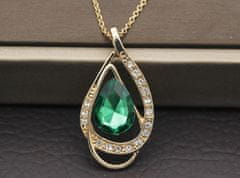Lovrin Sada šperků se zelenými kameny ve tvaru slzy náušnice náramek náhrdelník 