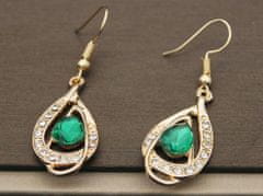 Lovrin Sada šperků se zelenými kameny ve tvaru slzy náušnice náramek náhrdelník 