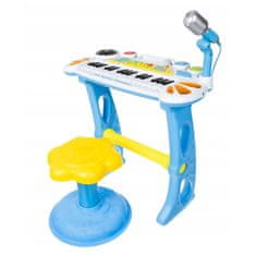Iso Trade Dětský klavír s mikrofonem a židlí | modrý
