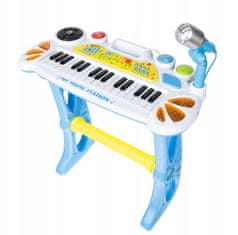 Iso Trade Dětský klavír s mikrofonem a židlí | modrý
