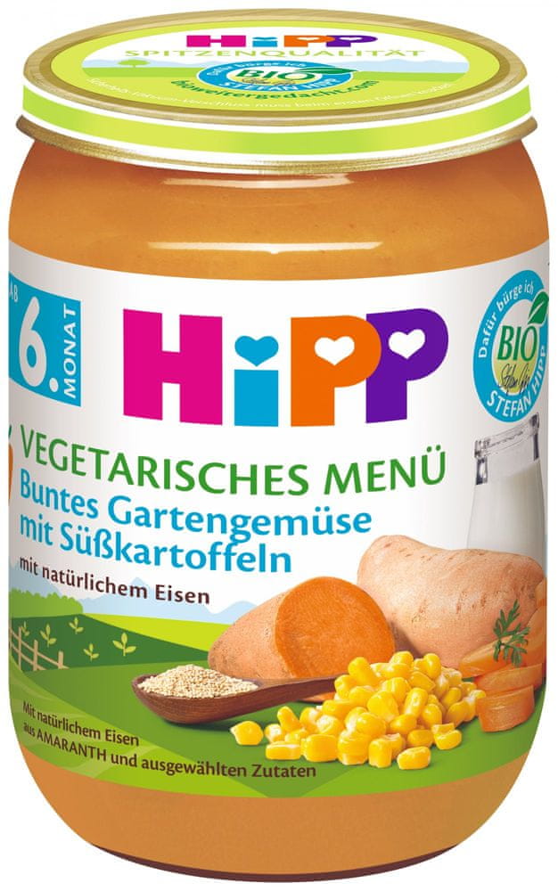 HiPP BIO Zelenina ze zahrádky se sladkými bramborami od 6. měsíce, 6 x 190 g