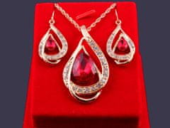 Lovrin Sada šperků s rubínovými kapkami se zirkony náušnice náhrdelník 