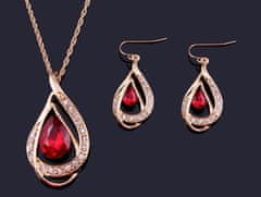 Lovrin Sada šperků s rubínovými kapkami se zirkony náušnice náhrdelník 