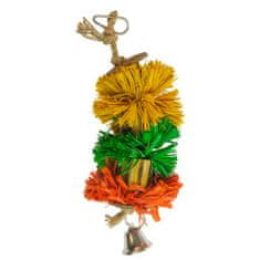 Duvo+ Závěsná barevná hračka z rafie, bambusu a kokosu pro exoty S 24,1x6,4x6,4cm