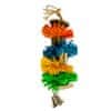 Závěsná barevná hračka z rafie, bambusu a kokosu pro exoty L 29x8,9x8,9cm