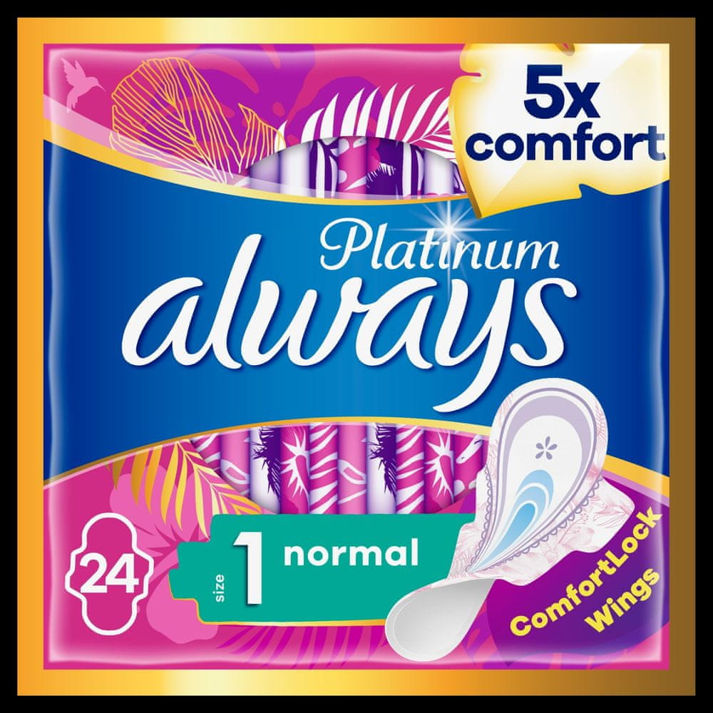 Levně Always Platinum Normal (Velikost 1) Hygienické Vložky S Křidélky 96 Ks 