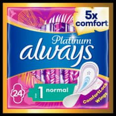 Always Platinum Normal (Velikost 1) Hygienické Vložky S Křidélky 96 Ks 