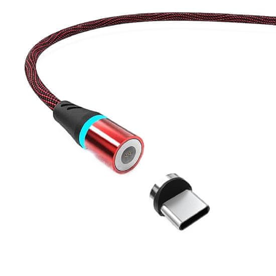 W-STAR W-star magnetický USB kabel/ USBC, 3A, 1m černá červená, KBMG2RD1C