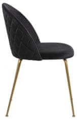 Design Scandinavia Jídelní židle Louise (SET 4ks), samet, černá/zlatá