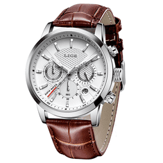 Lige Elegantní pánské hodinky Stříbrná/Bílá + dárek ZDARMA 9866 - Exkluzivní Kousek Pro Muže