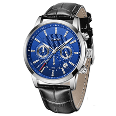 Lige Elegance pro muže: Pánské hodinky stříbrná/modrá - model 9866-2 + dárek zdarma!