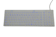 SK312-BL Voděodolná antibakteriální klávesnice s podsvícením, bílá