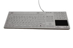SK314 Voděodolná antibakteriální silikonová klávesnice s touchpadem, bílá