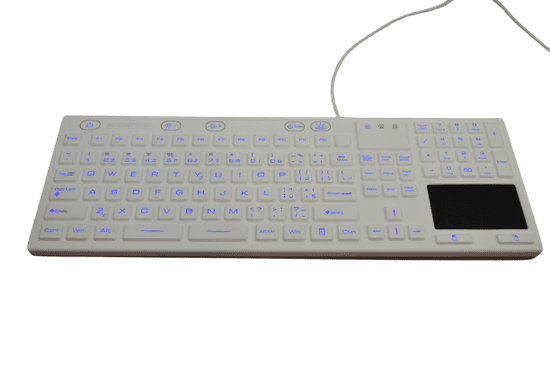 RadBee Technology SK314-BL Voděodolná antibakteriální silikonová klávesnice s touchpadem podsvícená