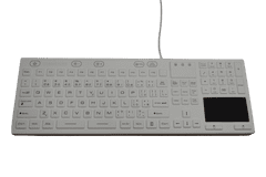 RadBee Technology SK314-BL Voděodolná antibakteriální silikonová klávesnice s touchpadem podsvícená, bílá